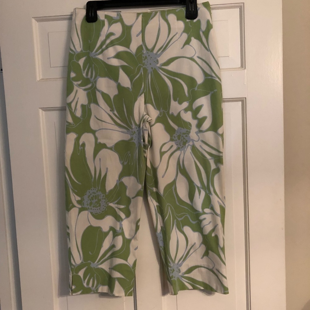 & Trousers lime green floral Capri pants - 10